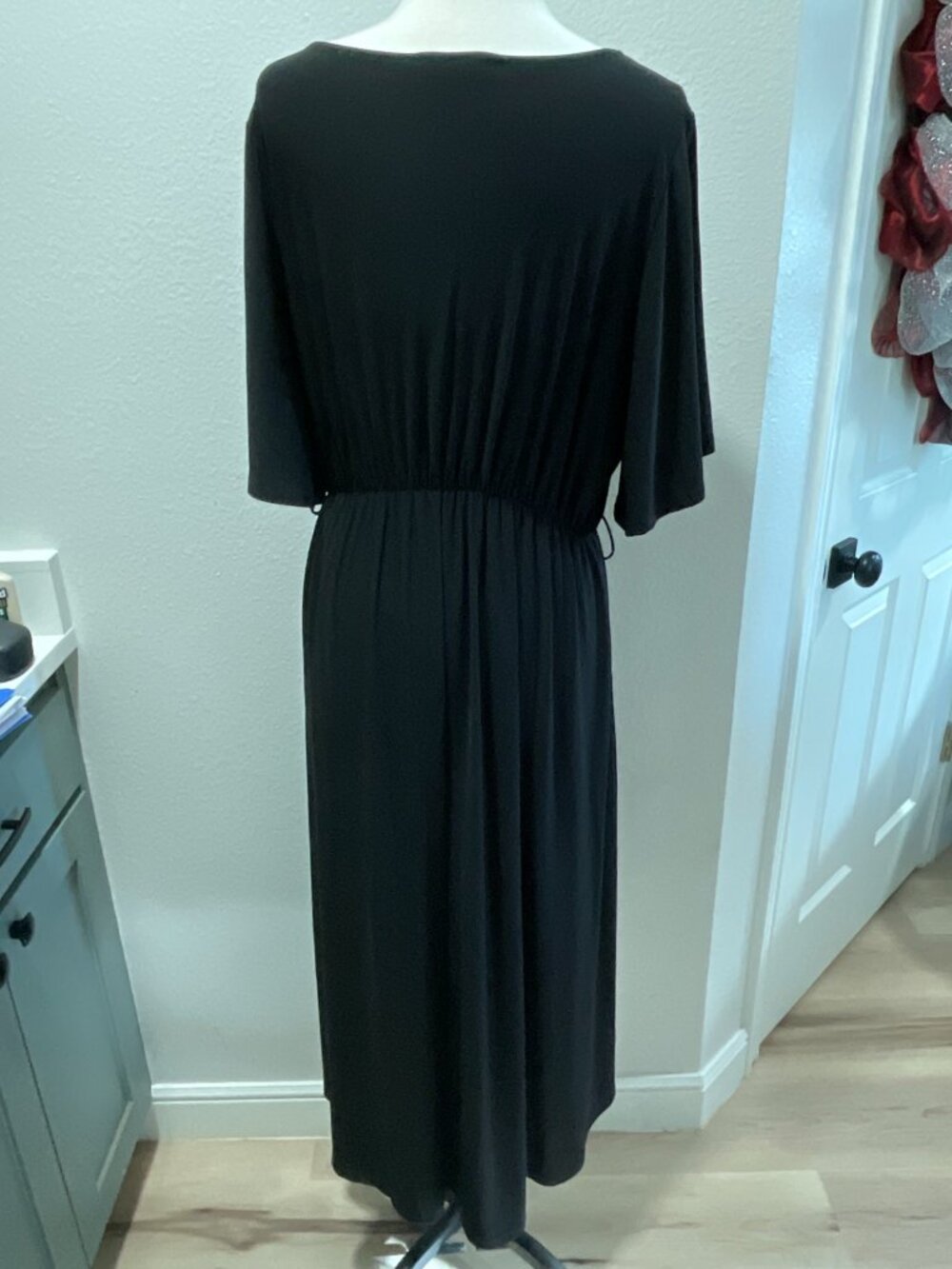 East Adeline 2X Black High Low Maxi Dress Surplice Flutter Sleeve - Picture 3 of 6